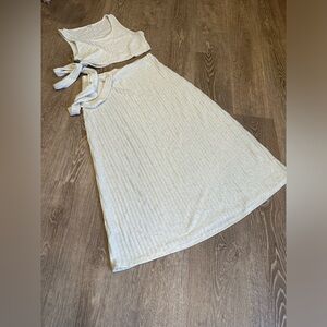 Pinkblush Crop Sweater & Maternity Midi Skirt Set - cream